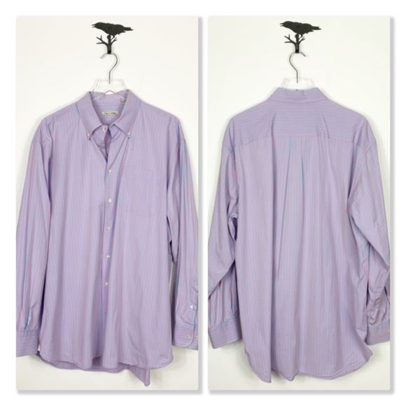 Peter Millar Blue/Pink Striped Button Down Shirt - Picture 1 of 8